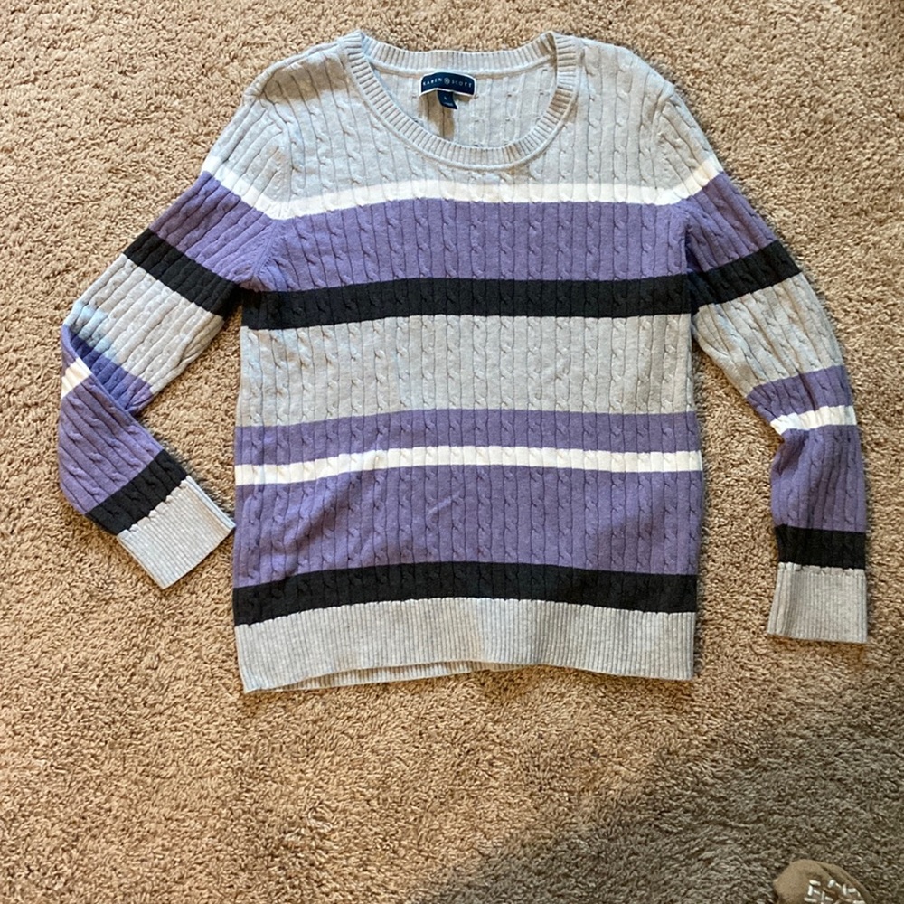 KAREN SCOTT cable knit, crew neck sweater size L, great condition